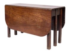 A George III mahogany drop flap dining table:,