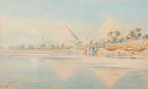 Augustus Osbourne Lamplough [1877-1930]- The Pyramids and The Nile,:- signed and inscribed,