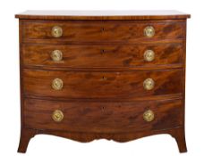 By Edwards & Roberts A late 19th Century mahogany bow-fronted chest:,