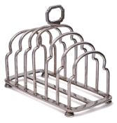 A George V silver six-division toast rack, maker Goldsmiths & Silversmiths Co Ltd, London,