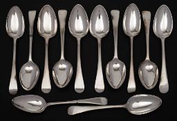 A set of eight George III silver Old English pattern tablespoons, maker Solomon Hougham, London,