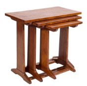 By Robin Nance, St Ives - A nest of three oak coffee tables:,