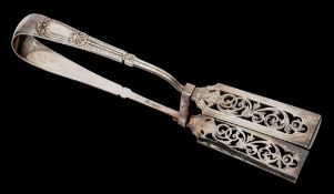 A pair of Victorian silver asparagus servers, maker Goldsmiths & Silversmiths Co, Sheffield,