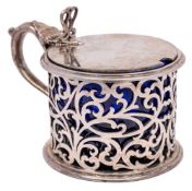 A Victorian silver drum mustard pot, maker SC possibly Susanna Cook, London,