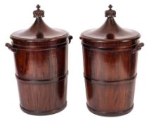 A pair of mahogany twin handled wine cisterns in the 18th Century style:,