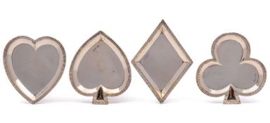 A set of four George V silver bridge trays, maker James Dixon & Sons, Sheffield,