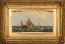William Calcott Knell [1830-1880] - Fishing Yawl in Yarmouth Roads; Trawlers in a storm,:- two,