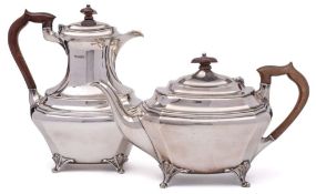A George V silver four-piece tea service, maker James Deakin & Sons, Sheffield,