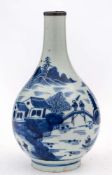 A Japanese Arita dish and a bottle vase: the dish painted with panels of cranes, bamboo,