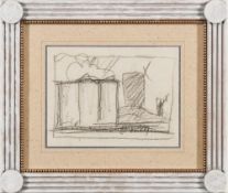 * Frank Brangwyn [1867-1956]- Industrial buildings, sketch,:- black chalk on paper 15 x 20cm.