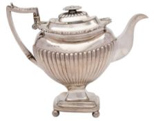 A William IV silver pedestal teapot, maker John Watson & Sons, Sheffield,