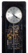 Synchronome master wall clock 5111: the round silvered dial having black Arabic hour numerals,