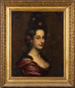 European School 18/19th Century- A Spanish Lady,:- bust-length portrait, oil on canvas, 59 x 46cm.