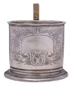 An Imperial Russian silver tumbler holder, maker M.P., assay master A.