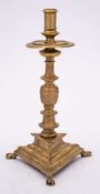 An 18th Century Spanish candlestick: with plain cylindrical nozzle,