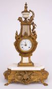 A contemporary Italian mantel clock: the eight-day duration movement having a round white enamel