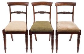 A set of ten William IV carved rosewood dining chairs:,