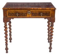 A walnut and sycamore banded rectangular side table in the William and Mary taste:,