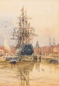 * Rowland Langmaid [1897-1956]- HMS Victory,:- signed watercolour, 28 x 19.5cm.