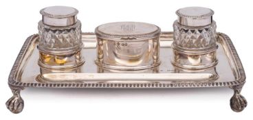 A Victorian silver rectangular desk inkstand, maker Horace Woodward & Co Ltd, London,