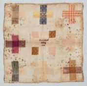 A George III period English darning sampler: worked in coloured silks of greens, reds,