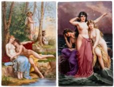 Two Continental porcelain plaques: of rectangular form,