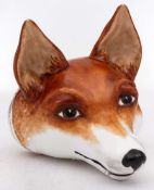 A large Derby [Stevenson & Hancock] porcelain foxhead stirrup cup: naturalistically modelled and