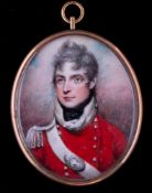 English School, Circa 1810- A miniature portrait of a young officer,