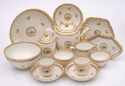 A Caughley part tea and coffee service: of fluted form,