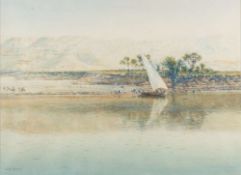 Frank Richards [1863-1935]- Dhow on the Nile,:- signed, watercolour, 51 x 70cm.