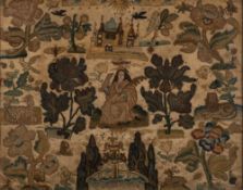 A Charles II needlework stumpwork,