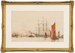 Charles Edward Dixon [1872-1934]- Off The Tilbury Docks,:- signed and dated '98 watercolour,