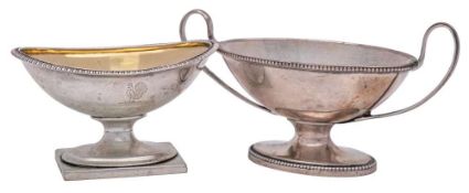 A George III silver oval twin-handled salt, maker Robert Hennell I, London, 1783: 14cm.