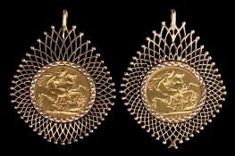 Two sovereigns dated 1910P and 1887,