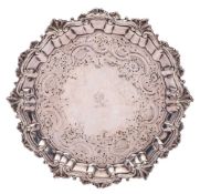 A George II silver salver, maker William & Robert Peaston, London, 1759: crested,