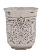 An Imperial Russian silver charka, Moscow 1861: of traditional cylindrical design,
