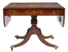 A Regency mahogany and inlaid sofa table:, bordered with boxwood and ebony lines,
