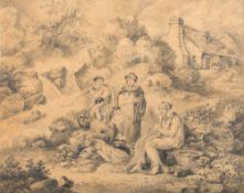 English School, Circa 1820- The Quarrymans' Family; The Fishermans' Family,:- two,
