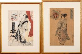Toyoshige A Japanese woodblock print, Courtesan in traditional costume: 36 x 23cm,