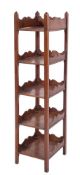 A 19th Century mahogany five tier whatnot:, of small size,