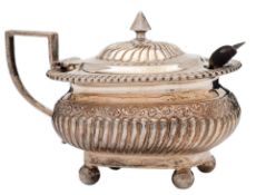 A Victorian silver lidded mustard pot, maker James Deakin & Sons, Sheffield,