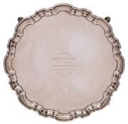 An Edward VIII silver salver, maker Mappin & Webb, Sheffield, 1936: inscribed,