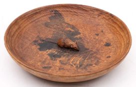 A Robert 'Mouseman' Thompson circular fruit bowl: the centre decorated with a mouse, 29cm. diameter.