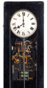 Synchronome master wall clock 3169: the round silvered dial having black Roman numerals,