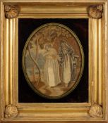 A Regency period silkwork picture possibly Christ & Mary in the Garden of Gethsemane: worked in