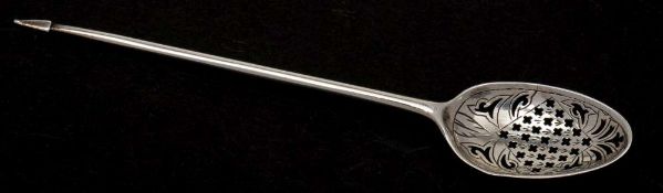 A George II silver mote spoon, maker Ebenezer Cokler, London,