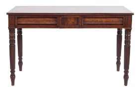 A William IV mahogany rectangular hall table:, containing two cushion frieze drawers,