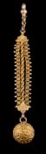 A late 19th Century gold watch fob: with foliate chased spherical fob,