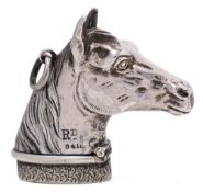 A Victorian silver novelty vesta case, maker HBs, Birmingham, 1884: in the form of a horse's head,