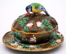 A George Jones majolica muffin/butter dish,
